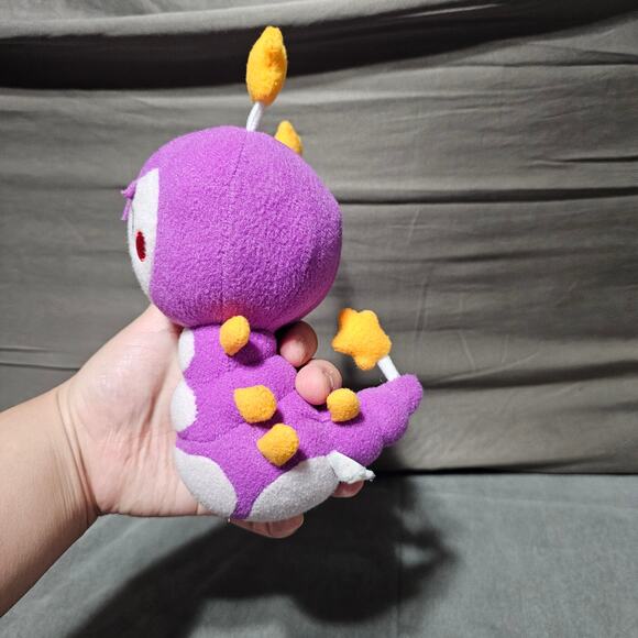 Momo Happy Valley Plush Doll Purple Caterpillar Asia Yellow Stars Smile Taiwan - Picture 2 of 7
